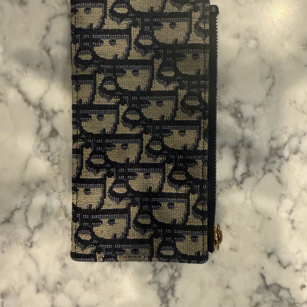 Dior navy and Tan Key & Card Holder